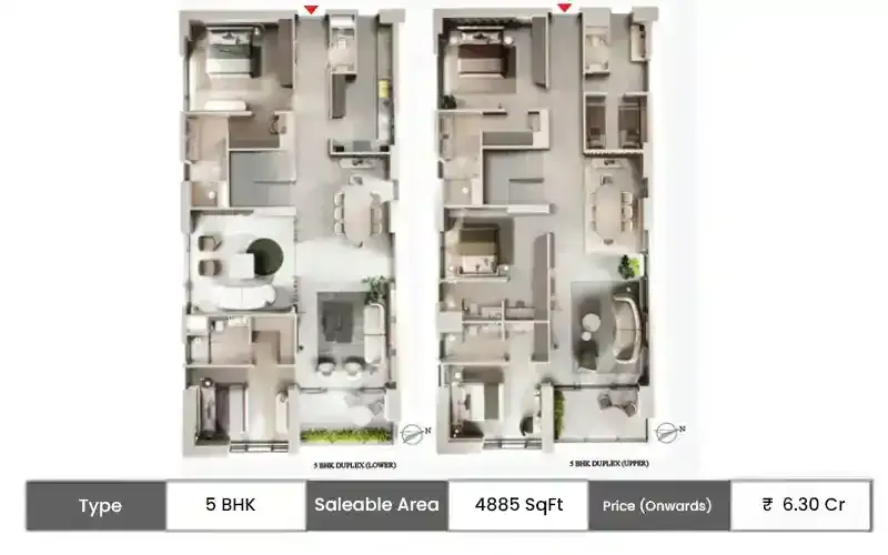 PS Sansara 5 BHK floor plan, 4885 sq ft saleable area